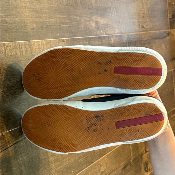 Prada Men's Black and Orange Sneakers - Picture 6 of 7